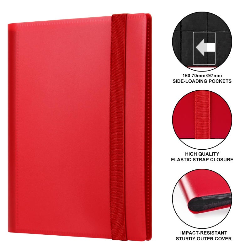 GEAoffice 4 Pocket Card Binder - 2 x 2 Trading Card Collection Album Folder - 160 Side Loading Pocket Binder for TCG MTG Sports Game Cards - هدايا للفتيات جامعي البطاقات (أحمر) - Image 2